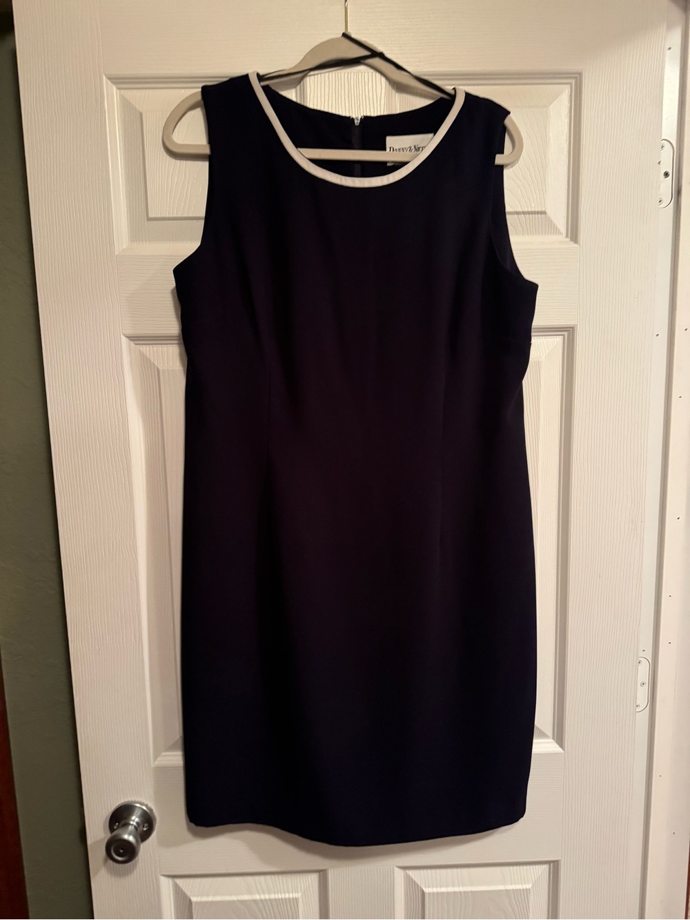 Danny & Nicole 2piece Navy Blue & White Sheath Midi Dress with Jacket - Picture 7 of 12